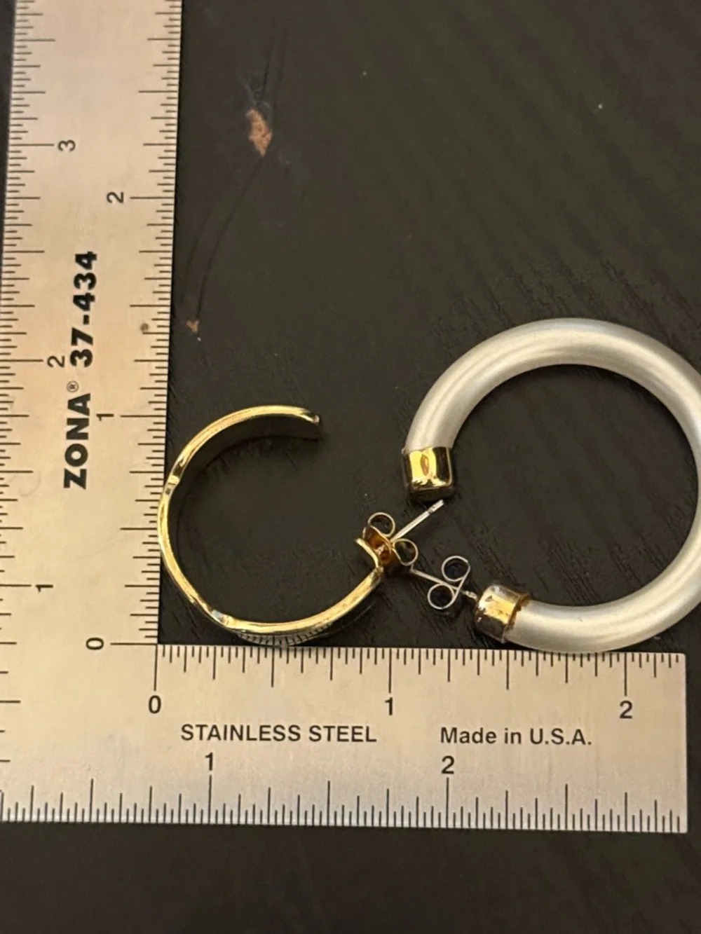 Gold and Black Hoop Earrings‎